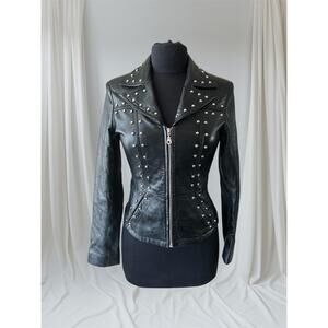 XS- Women's Studded Leather Jacket